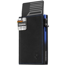 DODENSHA MagSnap Men's Wallet I Slim Wallet with Coin Compartment I Wallets for Men for 10+ Cards I Magnetic Closure Wallet Men's Slim I RFID Protection I Black Blue