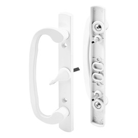Prime-Line C 1317 Mortise Style Sliding Patio Door Handle Set - Replace Old or Damaged Door Handles Quickly – White Diecast, Non-Keyed, Fits 3-15/16 in. Hole Spacing (Single Pack)