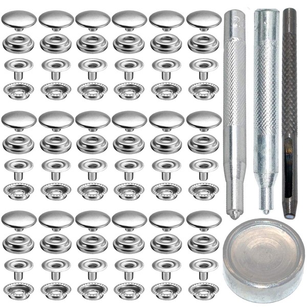 72pcs 15MM Stainless Steel Fastener Snap Press Stud Button for