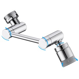 TIDYENDURE 1080°Swivel Faucet Extender, Sink Water Faucet Aerator Extension, 2-Flow Sprayer Faucet Head, Faucets Bubbler for Kitchen and Bathroom Sink Faucet, Tap Adjustment for Face Washing