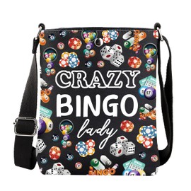 MBMSO Funny Bingo Gifts for Bingo Gamers Crazy Bingo Lady Crossbody Bag Bingo Gambling Gifts for Bingo Lover Crossbody Purse, Bingo Crossbody-b