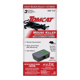 Tomcat Mouse Killer Disposable Station for Indoor Use - Child Resistant, 3 Stations with 1 Bait Each