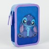 Stitch Pencil Case with 3 Compartments, Blue, 12.5 x 4.5