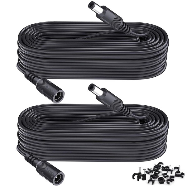 (2 Pack) Tonton CCTV Power Extension Cable 10M(33ft), 2.1mm x 5.5mm Male to Female 12V DC Power Extension cable, Compatible with CCTV Security Camera, DVR, Router, Printer, LED Strip (Black)