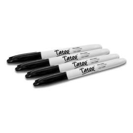 Marcadores Permanentes Baco Tatoo de Punta Fina en Color Negro, Pack de 10