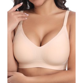 Ganado Bras for Women No Underwire Wireless Push Up Bra Seamless Full Coverage Comfortable Bralettes (Nude, 3X-Large)