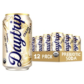 Daytrip Organic Sparkling Prebiotic Soda, Low Sugar Soda and Low Calorie Healthy Soda Alternative, Prebiotic Drink for Gut Health Drink and Digestion, Refreshing Functional Beverage with Plant-Based Fiber, 12-Pack - Cream Soda