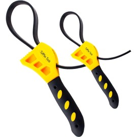 Oil Filter Wrench Adjustable Set - 2pcs, Plumbing Wrench for Tight Spaces Use as Jar Opener, Pipe Wrench, Rubber Strap Wrenches Used by Mechanics, Plumber Tools