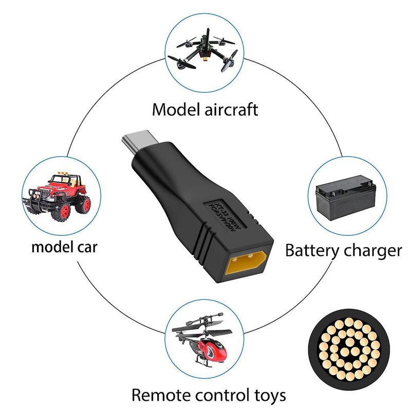 NFHK アダプター XT30 オス入力 SC100 プロトコルから Type-C オス出力への高速充電アダプター RC Lipo