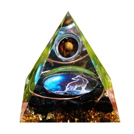 Besorgone Besorgone Handmade Orgonite Pyramid for Positive Energy Capricornus Zodiac Crystal Orgone Pyramide Collection with Obsidian Healing Stones Attract Wealth Luck Meditation Tool
