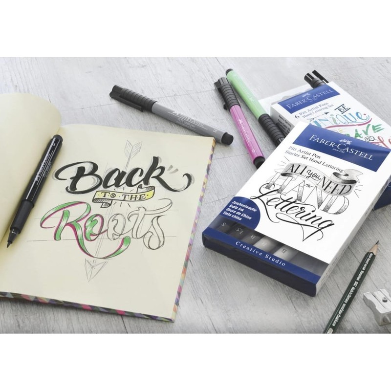 FABER-CASTELL - Pennarelli a inchiostro Pitt Artist Pen Lettering, 6