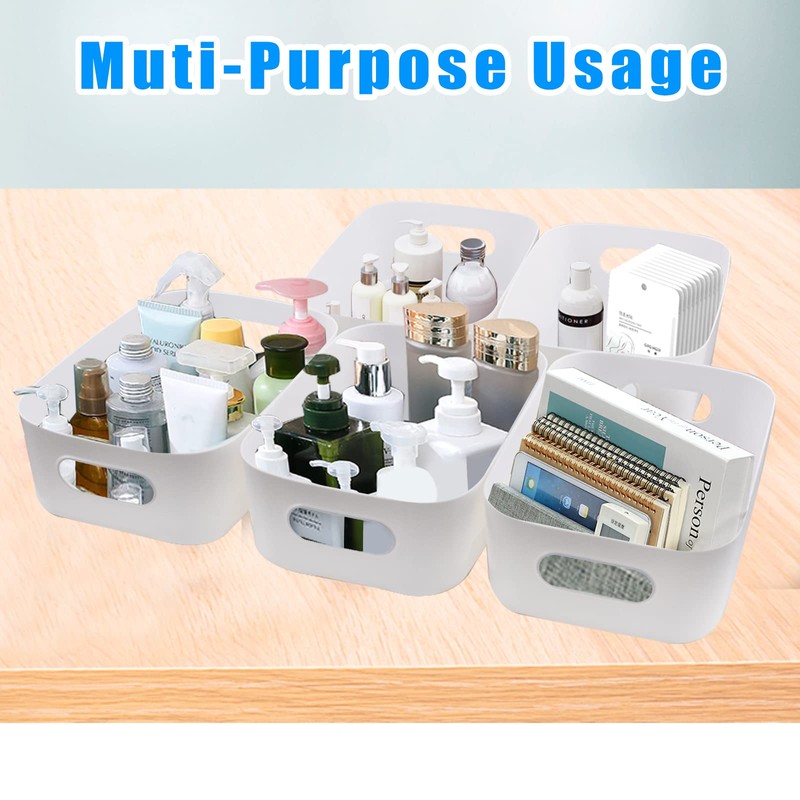 Lre Co. Pack of 5 Small Plastic Baskets, Storage Box,