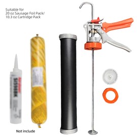 Sausage Caulking Gun,20 oz Sausage Foil Pack/10 oz Cartridge Adhesive Dual-Purpose,18:1 Thrust,15” Aluminum Sealant Manual Caulk Gun Kit With 6 Cone Nozzles (1 Pack)