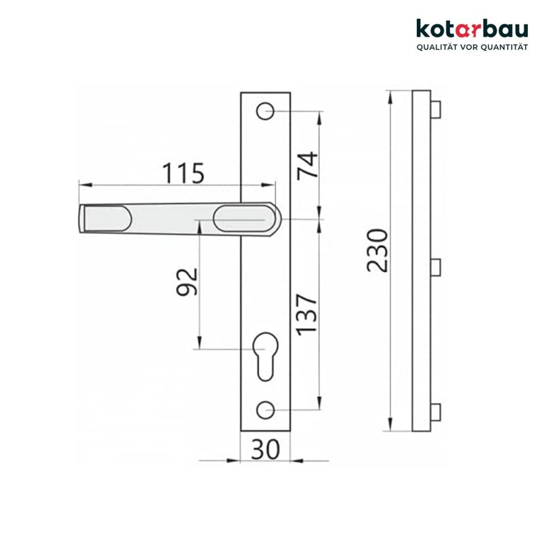 KOTARBAU® Pair of Handles 92 mm with Long Plate Black