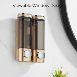 Shower Dispenser Bathroom,Shampoo Dispenser for Shower Wall Mounted Shampoo and Conditioner Dispenser 2 Chamber No Drill Body Wash Soap Dispenser Set for Bathroom Hotel