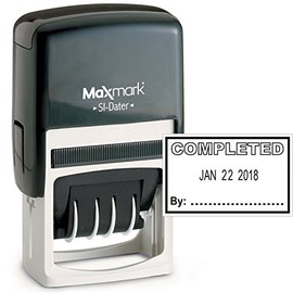 MaxMark Office Date Stamp with Completed Self Inking Date Stamp - Black Ink