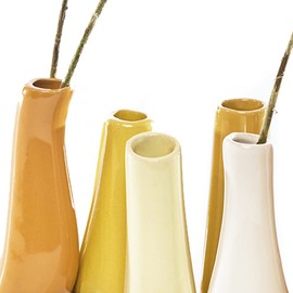 Chive - Pooley 2, Ceramic Flower Vase, 8-Tube Shape (Yellow)