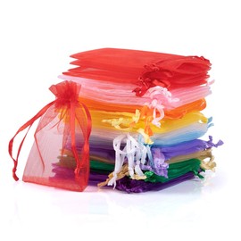 Tyhbelle Pack of 100 Organza Bags - 10 x 15 cm - Pretty Little Organza Bags (Multi-Coloured)