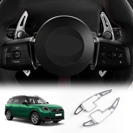 KUNGKIC 2024 2025 4th Generation Mini Cooper 5 Door F65 S F66 Countryman U25 COUNTRYMAN Aluminum Alloy Paddle Shift Cover Shift Paddle Extension Interior Decoration Accessories (Silver)