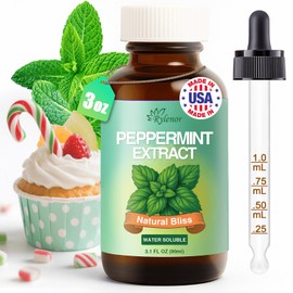 Rylenor 3 oz Peppermint Extract, Pure Mint Extract for Ice Cream, Baking, Drinks, Candy - Water-Soluble - Peppermint Flavoring Food Grade - Kosher, Keto Friendly, Sugar Free, Includes Measured Dropper