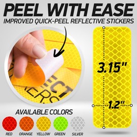 Byllstore Reflective Safety Tape Stickers | 3M Diamond Grade | Yellow | 1.2″ x 3.15″ | 20-Pack | Safety Warning Tape for Helmets, Cars, Mailboxes & More