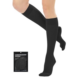 Evolyline Compression Stockings Women Men 18-22 mmHg Class 1, Calf Support Stockings, Compression Socks, Thrombosis Stockings, Graduated Support, Edema, Closed toe black, L