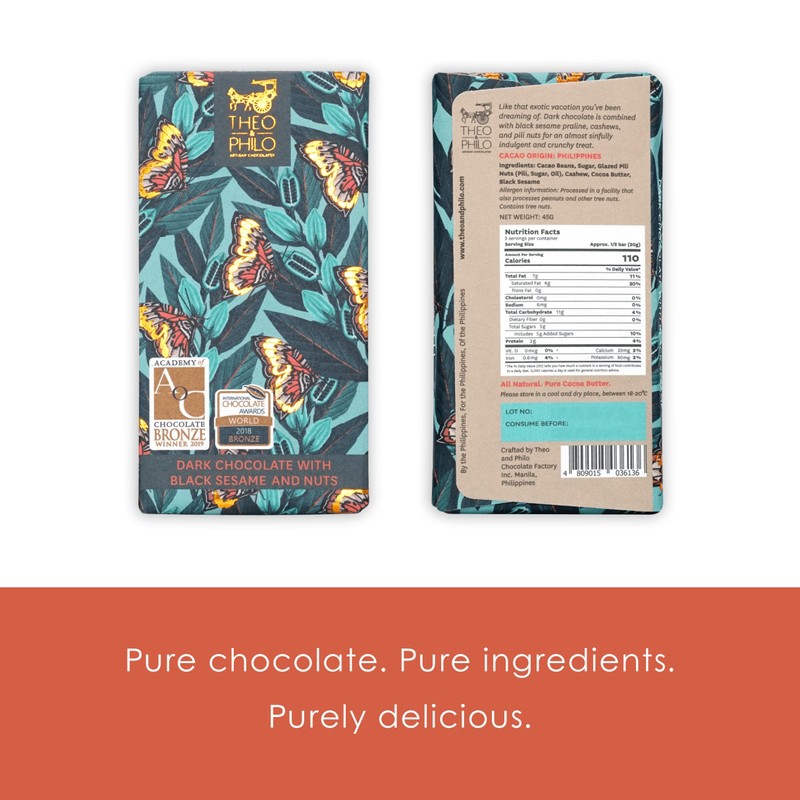 Theo & Philo Black Sesame 65% Dark Chocolate 3 Pack