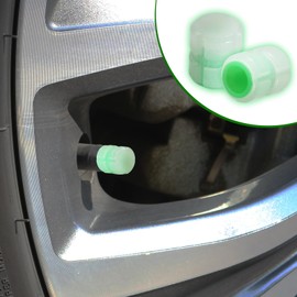 Glow Tire Valve Stem Caps, 4 Pack, Universal Glowing Car Valve Stem Caps for Cars, SUVs, Trucks, Motorcycles, Bicycles (Green)