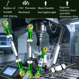 Adjustable Stainless Steel Turnbuckles Set/Camber Links with Rod Ends Set for 1/10 Traxxas Slash 4X4 2WD /Rustler 2WD 4X4/Hoss 2WD 4X4/ Stampede 2WD 4X4/Bandit 2WD 4X4/ Upgrades Parts(Green)