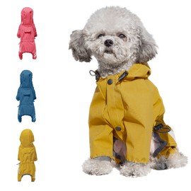 Cosibell Waterproof Puppy Dog Raincoats with Hood for Small Medium Dogs,Poncho with Reflective Strap, Lightweight Jacket with Leash Hole(XL, Yellow)