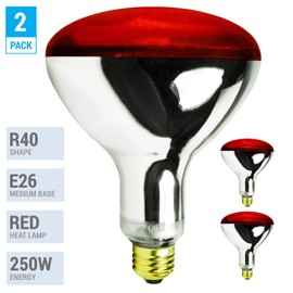 250R40/1 250-Watt, Incandescent R40 Reflector, Head Lamp, Heat Flood Lamp Light Bulb, E26 Standard Medium Screw Base, 120V, 6,000 Hour Rated (Red)