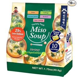 Miko Brand Freeze Dried Variety Pack Miso Soup 10 Servings 25% Less Sodium