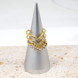 Frodete Gold Rings for Women Statement Rings Evil Eye Chevron Pointed V Shaped Adjustable Rings Finger Ring Jewelry Gifts for Teen Girls (Gold)