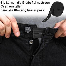 HSYTEK 30 m Elastic Band with Button Eyelets, 15 mm Wide Elastic Bands Sewing, Rubber Cord Elastic for Sewing for Trouser Buttonholes, Storage, Wigs, Crafts, Black