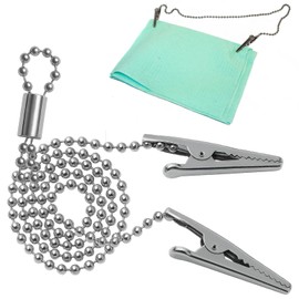 10 PCs Dental Bib Holders Clavable by Vastmed | Lightweight Stainless Steel Neck Holder Chain with Two Alligator Clamps to Hold Dental Bib