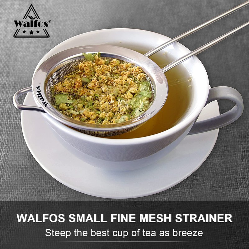 Walfos Fine Mesh Strainers Set, Premium Stainless Steel Colanders and