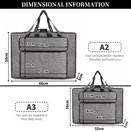 YushengTai Drawing Bag A2 Transport Bag for Drawing Board, Waterproof Drawing Bag, Multifunctional Drawing Bag, Drawing Folder, Art Folder with Side Pocket for Art Utensils, gray, leisure