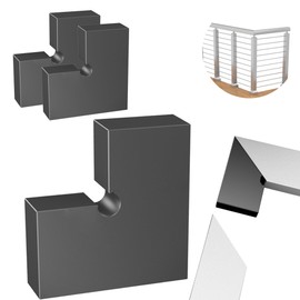 Hehdbz Flat Handrail Accessories - 3 Pack High Corner Connector, 100mm Strength POM Handrail Fittings for Top of Flat Rectangular Cable Railing Deck Stair