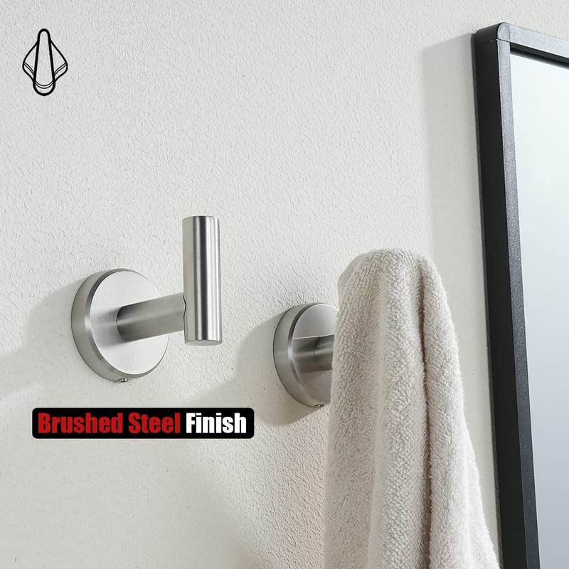 JQK Bathroom Towel Hook Brushed, Coat Robe Clothes Bath Wall