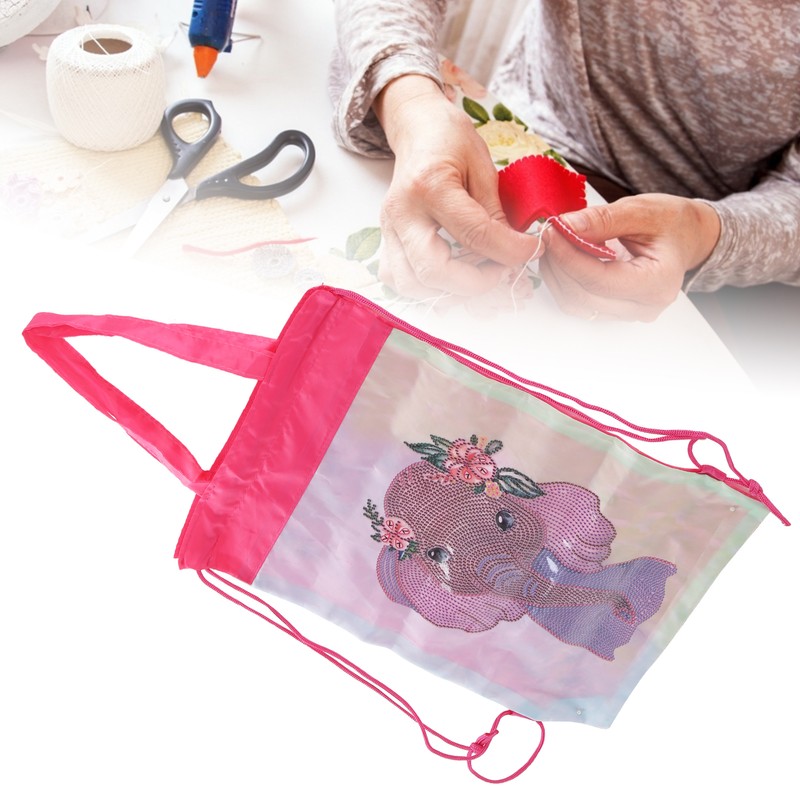 Backpack Bag WearResistant Large Capacity Rhinestones Painting with Drawstring Home