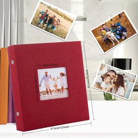 Artmag Fabric Photo Album 4x6 1000 Large Capacity for Family Wedding Anniversary Linen Album Holds 1000 Horizontal and Vertical Photos (1000 Pockets, Red)