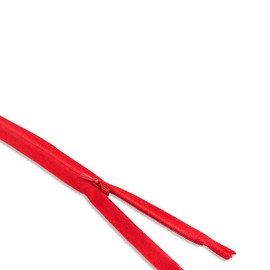 Fire Red 24" Invisible Heavy Duty Zipper - Non Separating Nylon for Sewing and Crafts - 2 mm Tooth Size