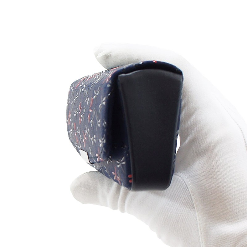 Indenya 7523 Glasses Case, Deer Leather, Nagomi, Dragonfly Pattern, Navy