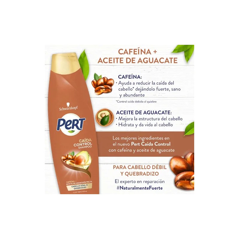 Shampoo Pert Control Cada Cafena y Aceite de Aguacate 650ml