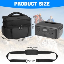 Undomip Carrying Bag Compatible with ECOFLOW River 3, Portable Power Station Case with Shoulder-strap & Hanlde, Soft Generator Cover with Side Zipper & Multiple Pockets (Black, For River 3)