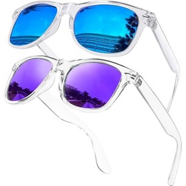 KANASTAL Sunglasses for Men Women Polarized Blue Sunglasses and Purple Sun Glasses UV400 Protection Square Frame Driving Fishing Beach