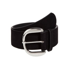 Yalice Women’s Wide Leather Belt for Dresses Vintage Western Cowgirls Thick Waist Belts Chunky Suede Belt with Metal Buckle (Black-Silver Buckle, Fits Waist Size:29''-35'')