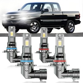 HUOKEDS for 1999-2006 Chevy Silverado 1500 2500 Lights Bulbs Combo, 4pcs Super Bright White Lights Blubs Package, 1:1 Size as Stock Bulbs, Plug and Play