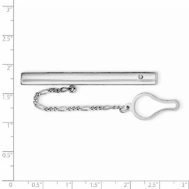 Sonia Jewels Sterling Silver with CZ Cubic Zirconia Tie Clip (6mm x 59mm)