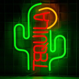 AUGELRE Cactus Tequila Neon Sign, Neon Signs for Wall Decor, Dimmable Led Signs for Bedroom, Aesthetic Light Up Signs for Bar Resturant Man Cave Game Room Club Pub Party Decoration Gift